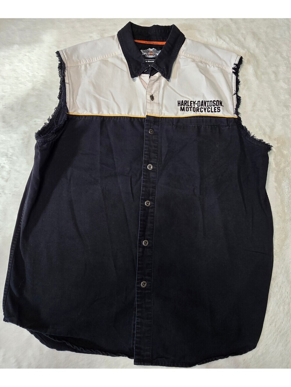 Harley Davidson Men's L Heritage Blowout Sleeveless Shirt Panhead Button Up